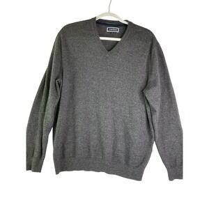 Club Room Mens Merino Wool Pullover Grey V-Neck Sweater Preppy Quiet Luxury XL